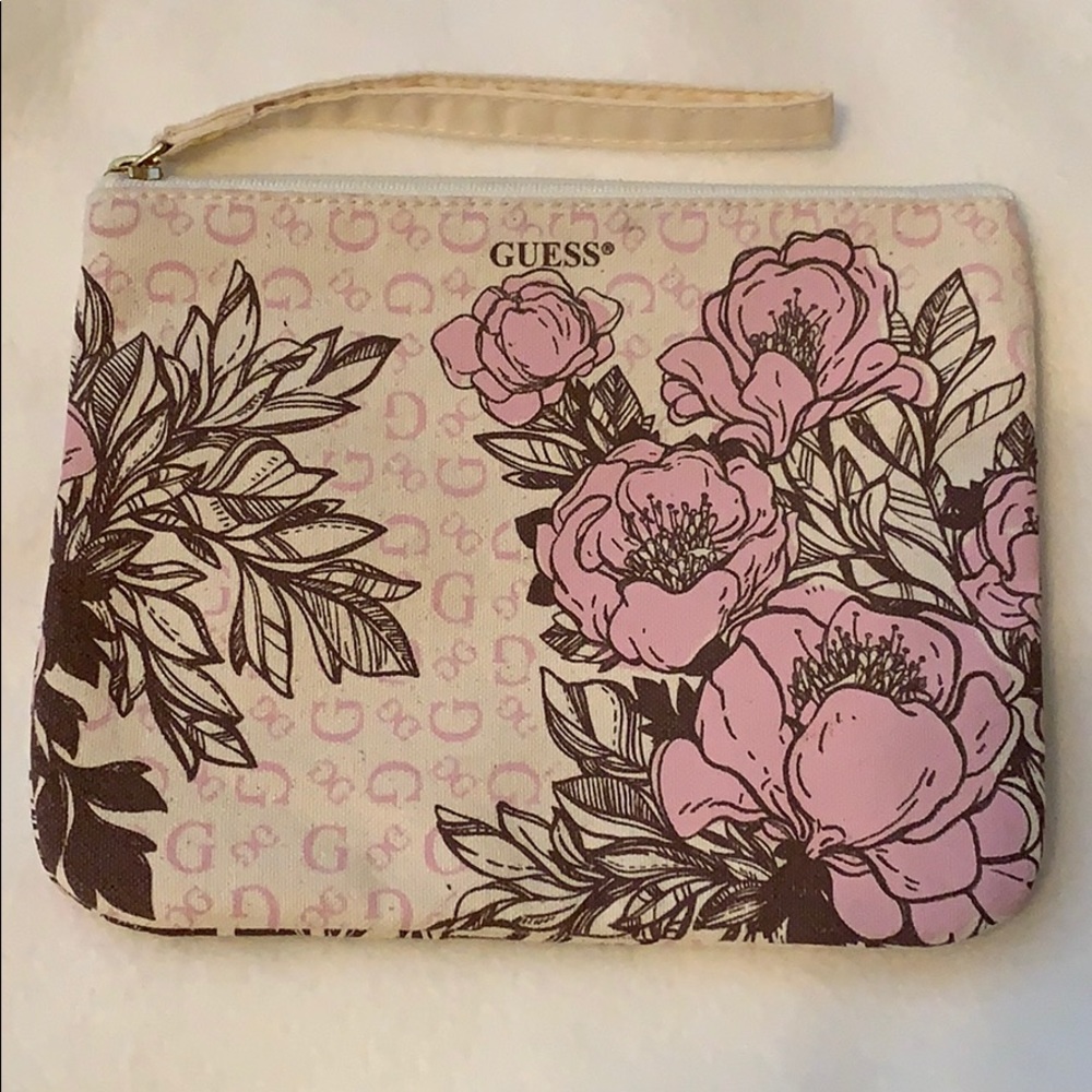 Guess canvas cosmetic bag